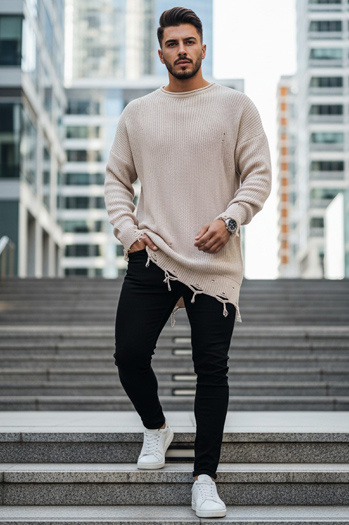 Sweter męski beżowy Dstreet WX1965