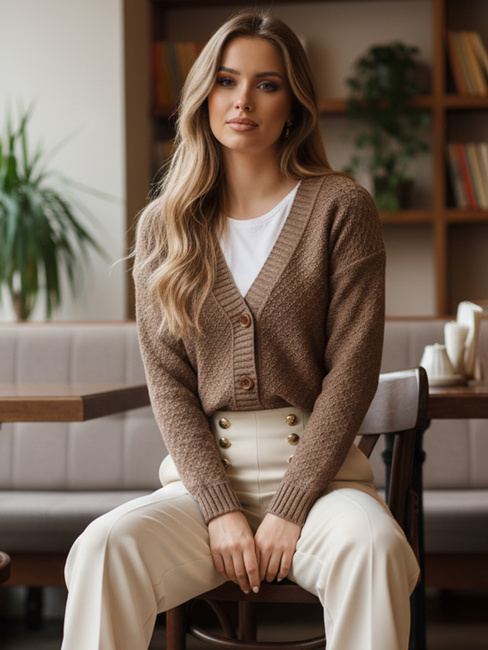 Sweter damski CHICLINE beżowy Dstreet MY2419