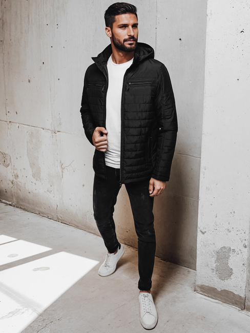 Kurtka męska pikowana z kapturem czarna Dstreet TX5009