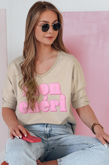 Bluzka damska oversize z nadrukiem CHERINO brązowa Dstreet RY2830