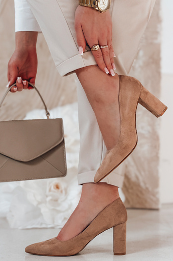 Czółenka damskie na słupku STELMI khaki Dstreet ZY0719