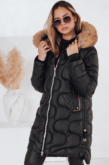 Kurtka damska zimowa VIRELIA pikowana z kapturem czarna Dstreet TY4937