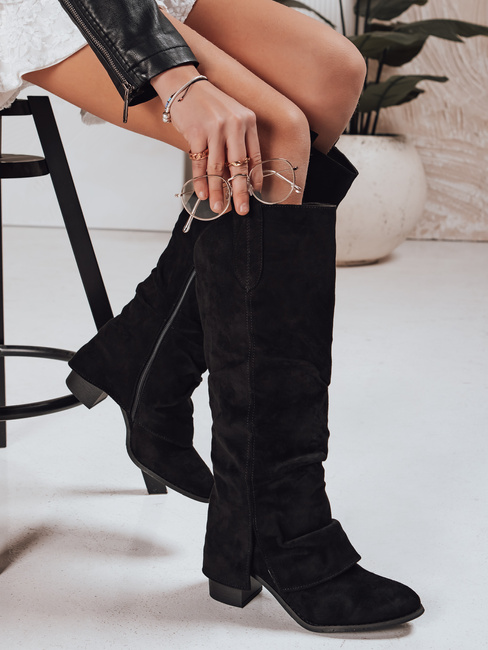 Kozaki damskie zamszowe czarne Dstreet ZY1316