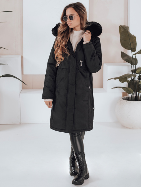 Kurtka zimowa damska parka z futerkiem czarna Dstreet TY5111
