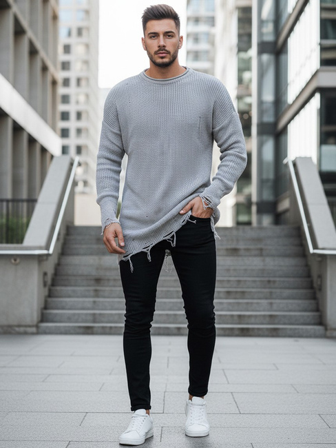 Sweter męski jasnoszary Dstreet WX1963