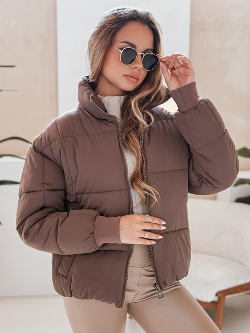 Kurtka damska zimowa krótka pikowana VIBEGIRL ciemnobeżowa Dstreet TY4945