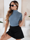 Damski sweter prążkowany z krótkim rękawem GIRLGLORY niebieski Dstreet MY2555
