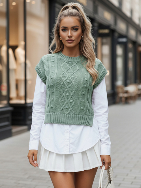 Sweter damski 2w1 z białą koszulą CELESTIA miętowy Dstreet MY2218