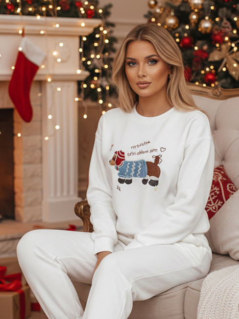 Bluza damska oversize z haftem DOGSWEETY biała Dstreet BY1478z