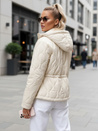 Kurtka damska pikowana z kapturem ecru Dstreet TY5533