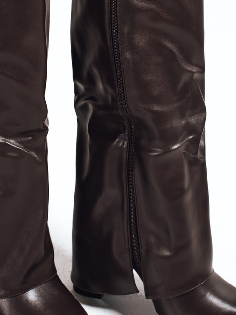 Kozaki damskie z szeroką cholewką brązowe Dstreet ZY1118