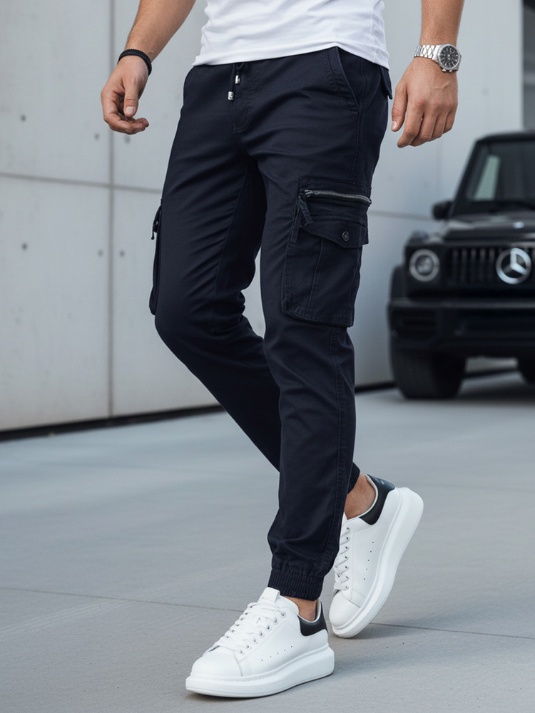 Pánske tmavomodré cargo nohavice Dstreet UX4181