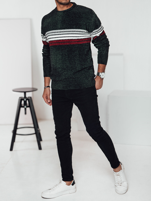 Sweter męski w paski zielony Dstreet WX2280