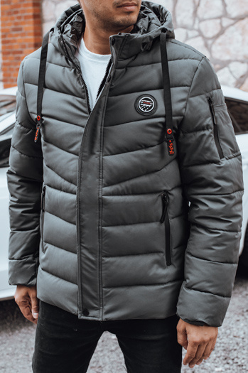 Kurtka męska zimowa pikowana z kapturem grafitowa Dstreet TX5057