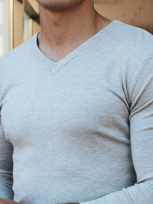 Sweter męski w serek jasnoszary Dstreet WX2218