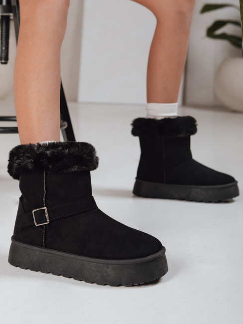 Śniegowce damskie zamszowe z futerkiem czarne Dstreet ZY1273
