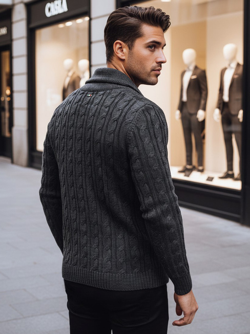 Sweter męski rozpinany ciemnoszary Dstreet WX1891