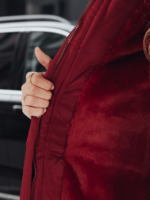 Kurtka zimowa damska parka z futerkiem bordowa Dstreet TY5114