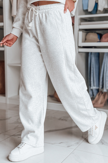 Spodnie damskie dresowe wide leg DRESMOOD PREMIUM jasnoszare Dstreet UY2685