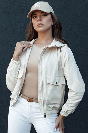 Kurtka przejściowa damska z kapturem BELIJ beżowa Dstreet TY4471