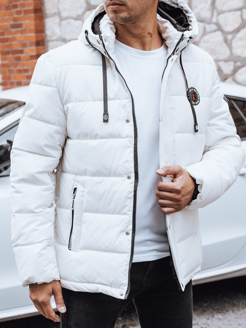 Kurtka męska zimowa pikowana z kapturem biała Dstreet TX5056
