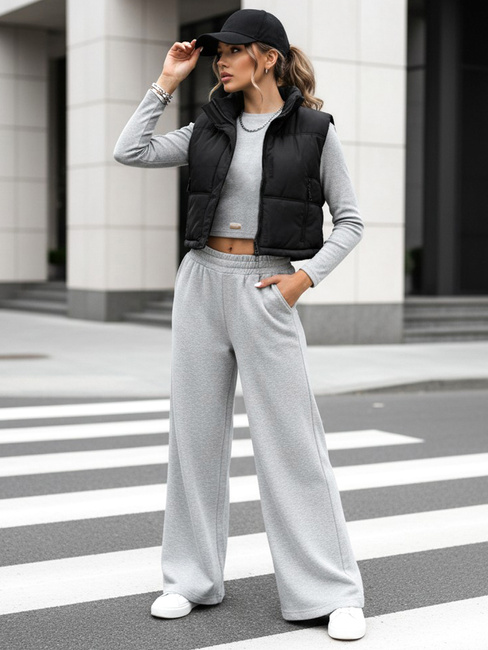 Komplet damski spodnie wide leg i crop top ASTRAL ALLURE szary Dstreet AY0904