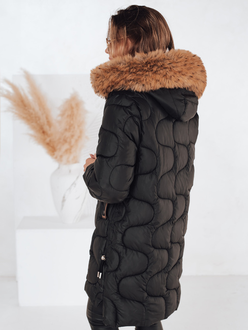 Kurtka damska zimowa VIRELIA pikowana z kapturem czarna Dstreet TY4937