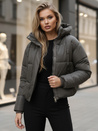 Kurtka damska zimowa krótka pikowana ciemnoszara Dstreet TY5443