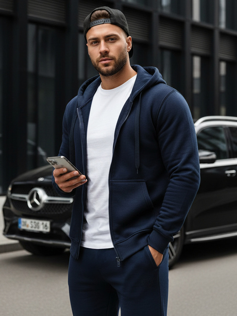 Bluza męska rozpinana granatowa BX2195