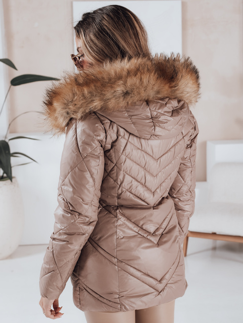Kurtka zimowa damska pikowana SOLARIS cappuccino Dstreet TY4010