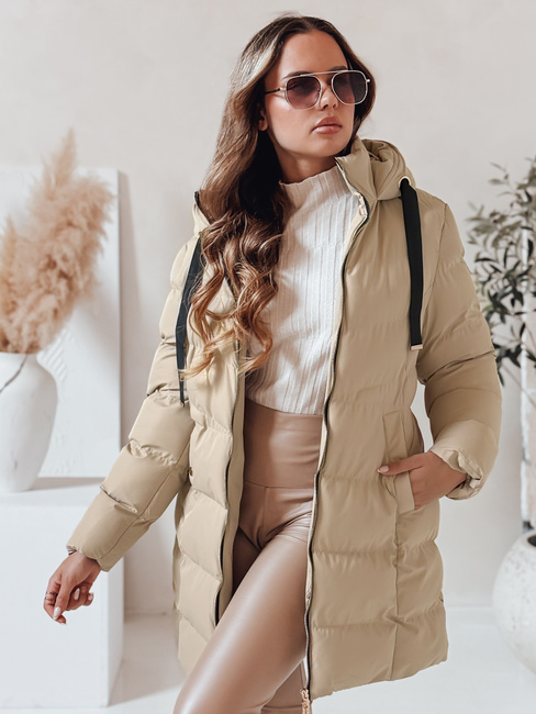 Kurtka damska zimowa z kapturem GABRIELLE beżowa Dstreet TY4365