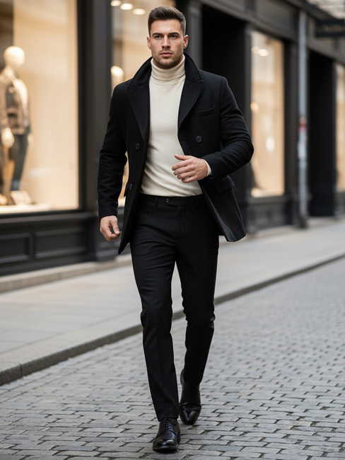 Płaszcz męski czarny Dstreet CX0433