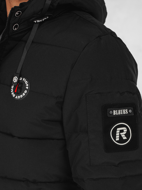 Kurtka męska zimowa pikowana z kapturem czarna Dstreet TX5055