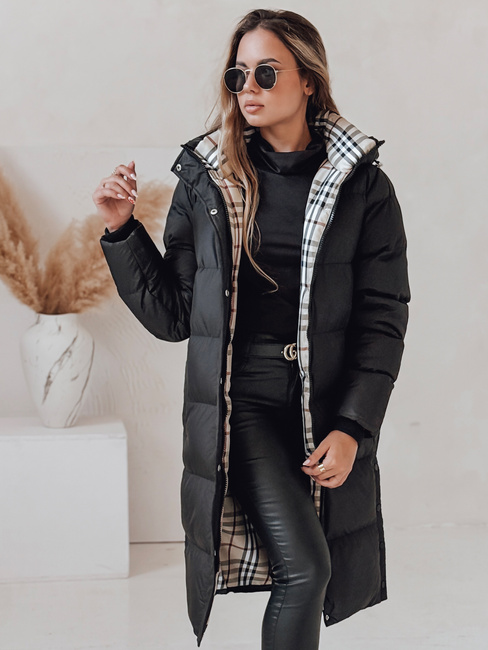 Kurtka damska zimowa WINTERMISS długa pikowana z kapturem czarna Dstreet TY4967