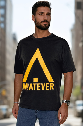 T-shirt męski z nadrukiem czarny Dstreet RX5666