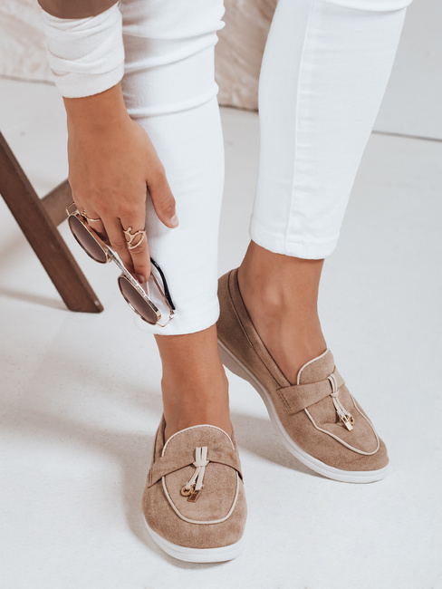 Mokasyny damskie zamszowe beżowe Dstreet ZY1050