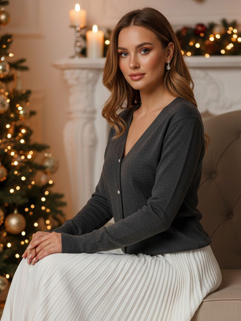 Damski kardigan CHICGLOW ciemnoszary Dstreet MY2498z