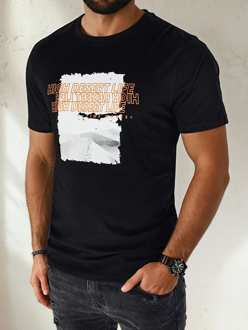 Koszulka męska z nadrukiem czarna Dstreet RX5489