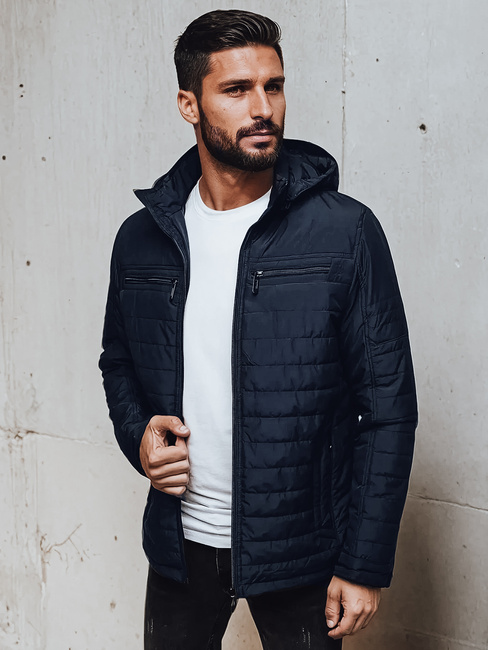 Kurtka męska pikowana z kapturem granatowa Dstreet TX4993