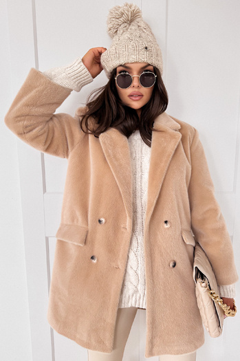 Płaszcz damski alpaka SERENITY jasnobeżowy Dstreet TY3886