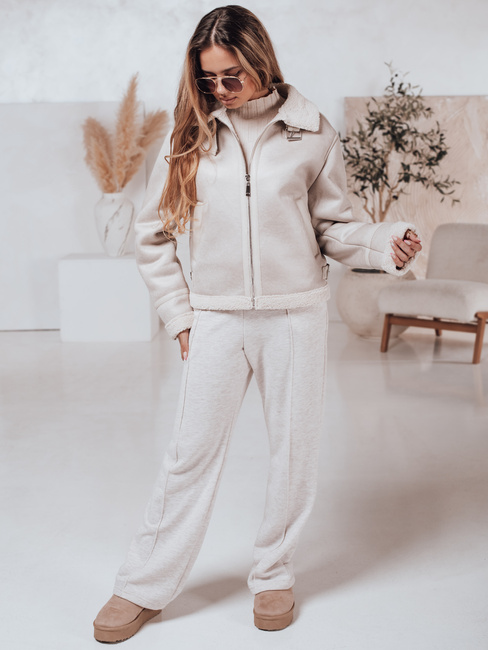 Kożuch damski zamszowy KASAMIRA biała Dstreet TY4739