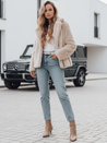 Płaszcz damski futerkowy GLAMFLUFFY krótki beżowy Dstreet TY4984