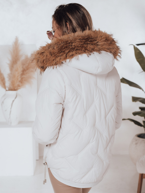 Kurtka damska zimowa COLDLIKE pikowana z kapturem biała Dstreet TY5002