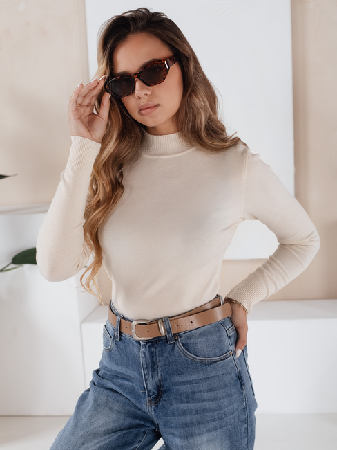 Damski sweter półgolf TARLENA ecru Dstreet MY2482