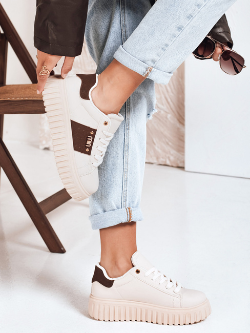 Sneakersy damskie na platformie beżowe Dstreet ZY1057