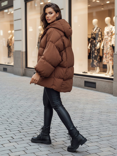 Kurtka damska pikowana z kapturem PARIMA kamelowa Dstreet TY4510z