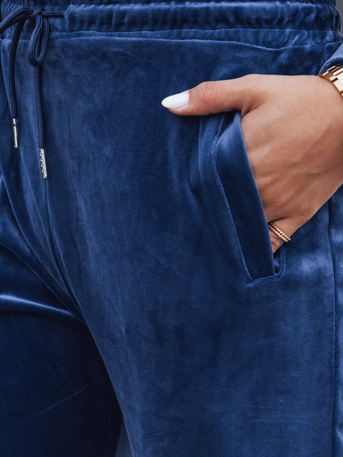 Spodnie damskie dresowe welurowe niebieskie Dstreet UY3836