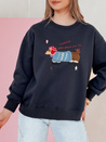 Bluza damska oversize z haftem DOGSWEETY granatowa Dstreet BY1480