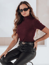 Damski sweter prążkowany z krótkim rękawem GIRLGLORY bordowy Dstreet MY2556