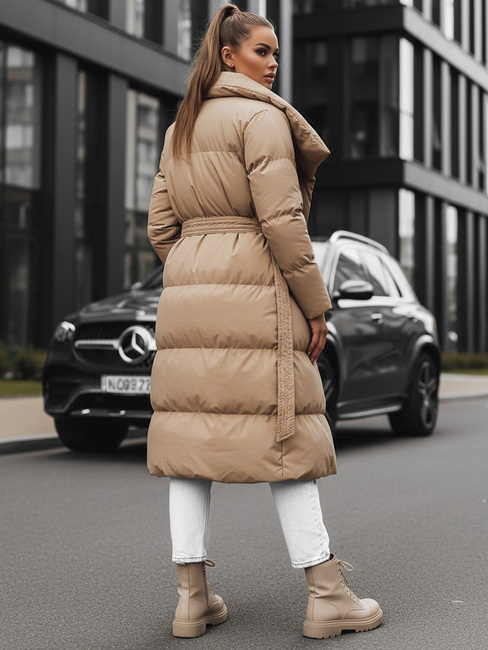 Kurtka pikowana damska płaszcz FAVI kamelowa Dstreet TY3091
